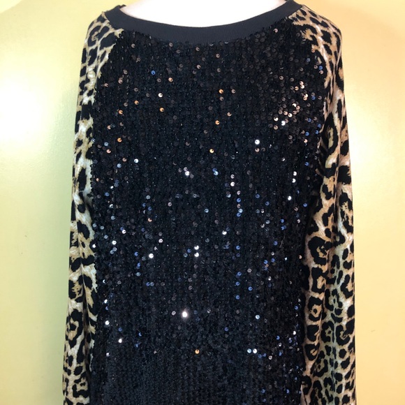 Boston Proper Sequin Leopard Print Velvet Dress - Picture 2 of 10